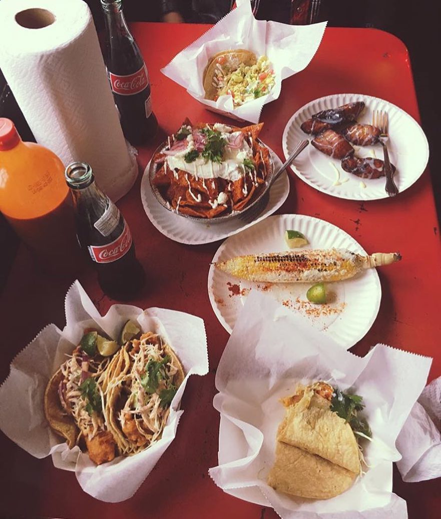 Table full of Mexican food