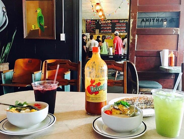 Mas Tacos view from table inside