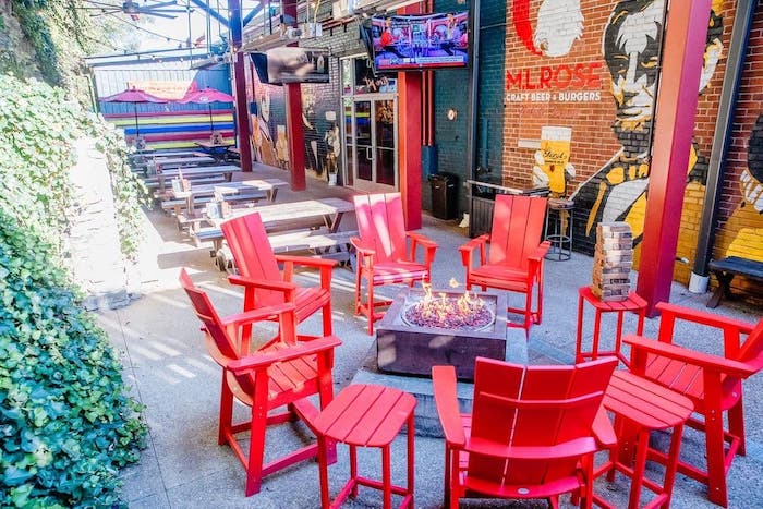 A firepit outdoors at ML Rose