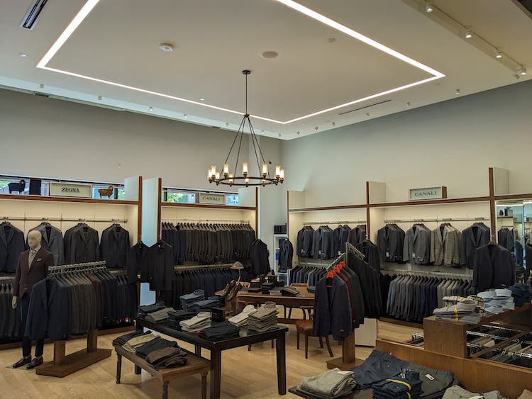 Mens blazers in a store