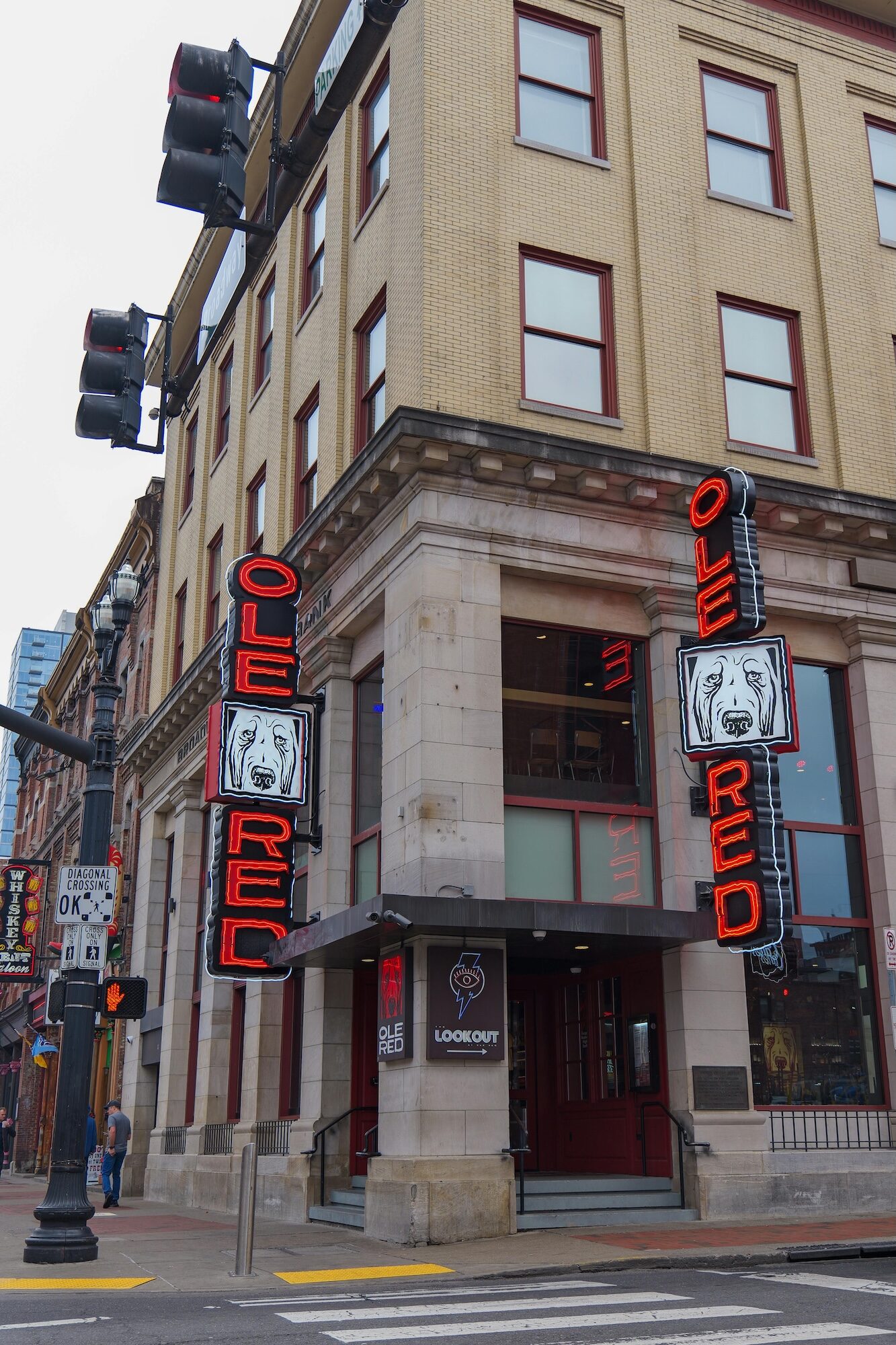 Outside Ole Red on the corner