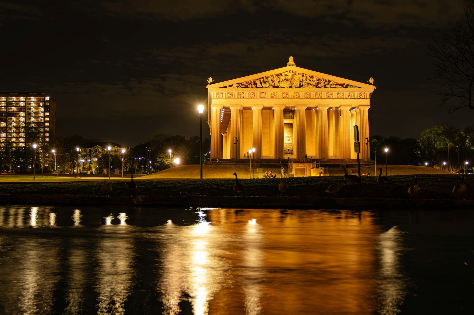 The Parthenon in Nashville at night