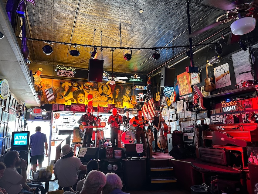 A band playing inside Roberts
