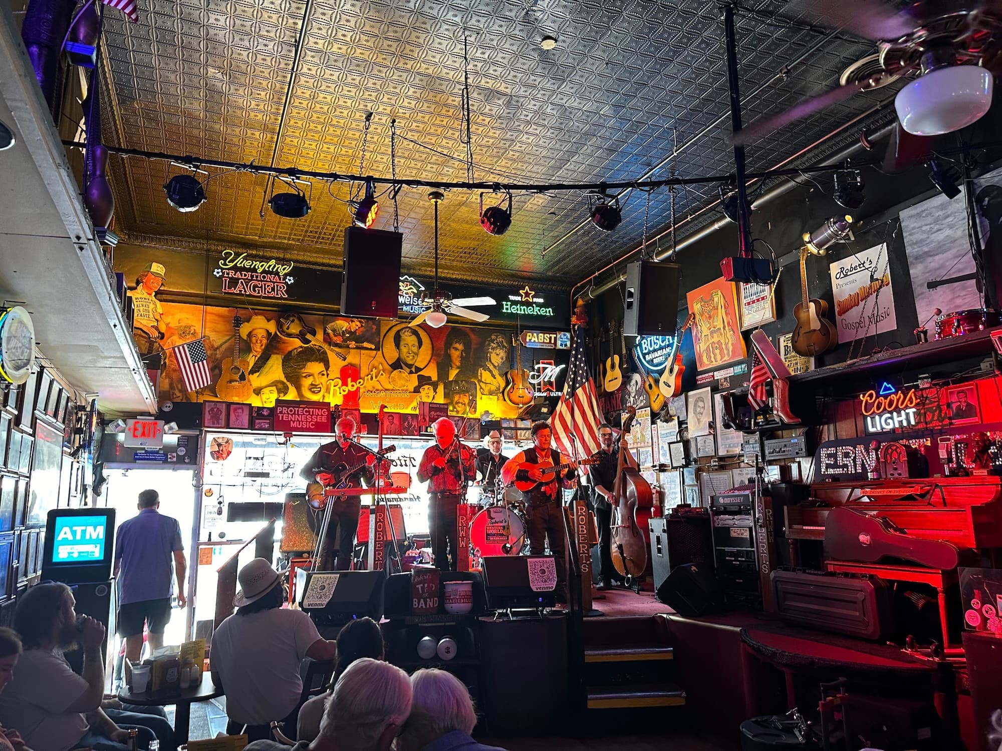 A band playing inside Roberts