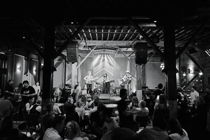 A concert at Star Rover in black and white