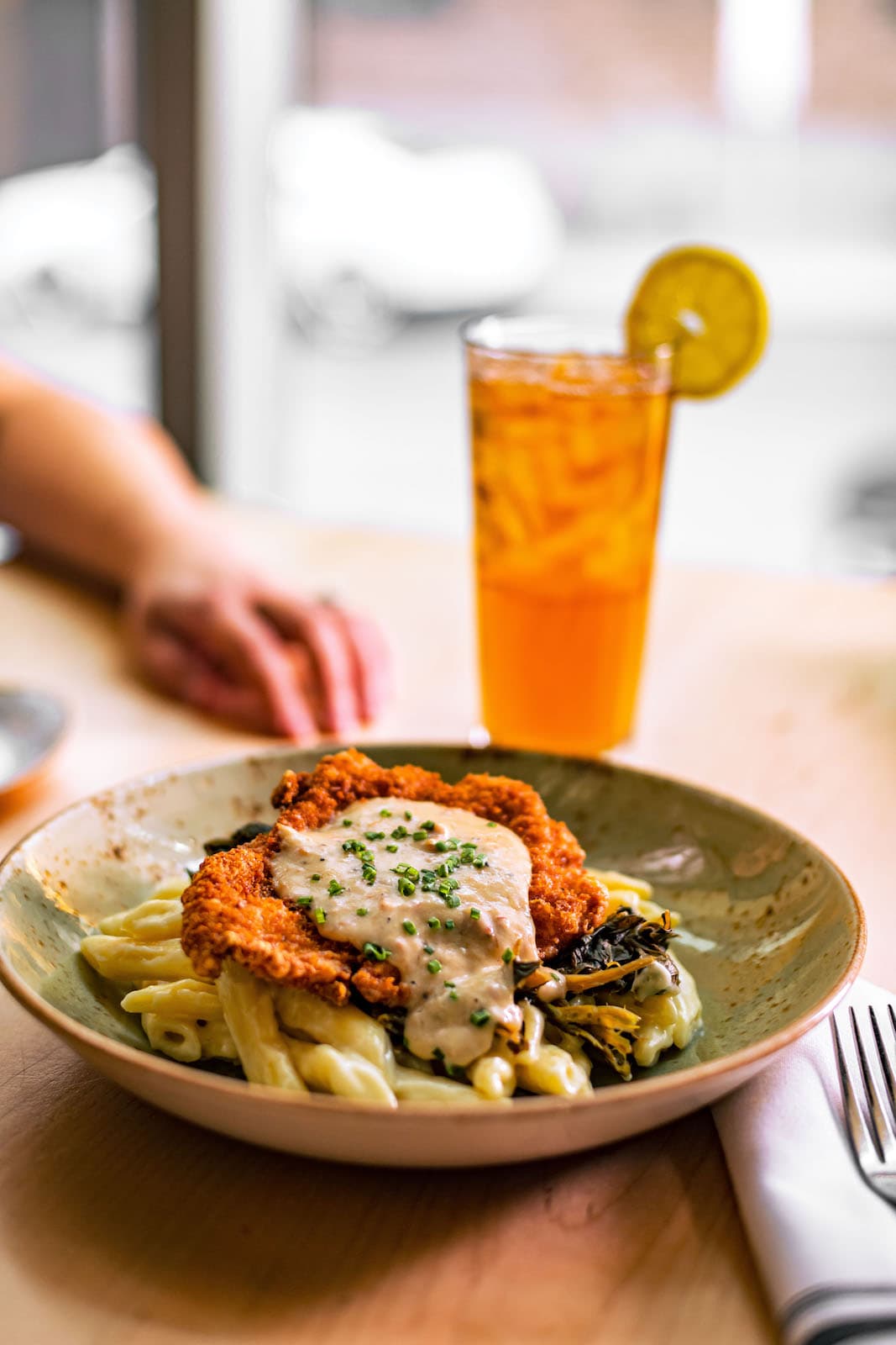 A fried fish and noodle dish