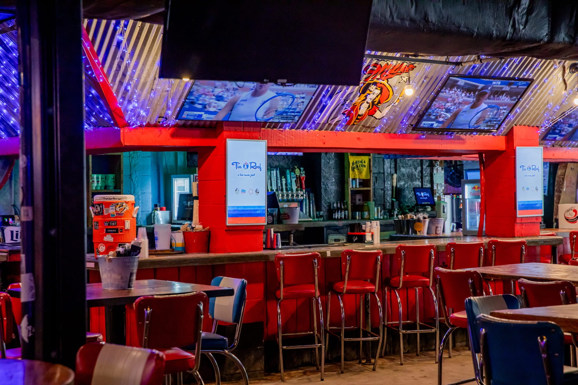 Tin Roof bar and TVs and tables