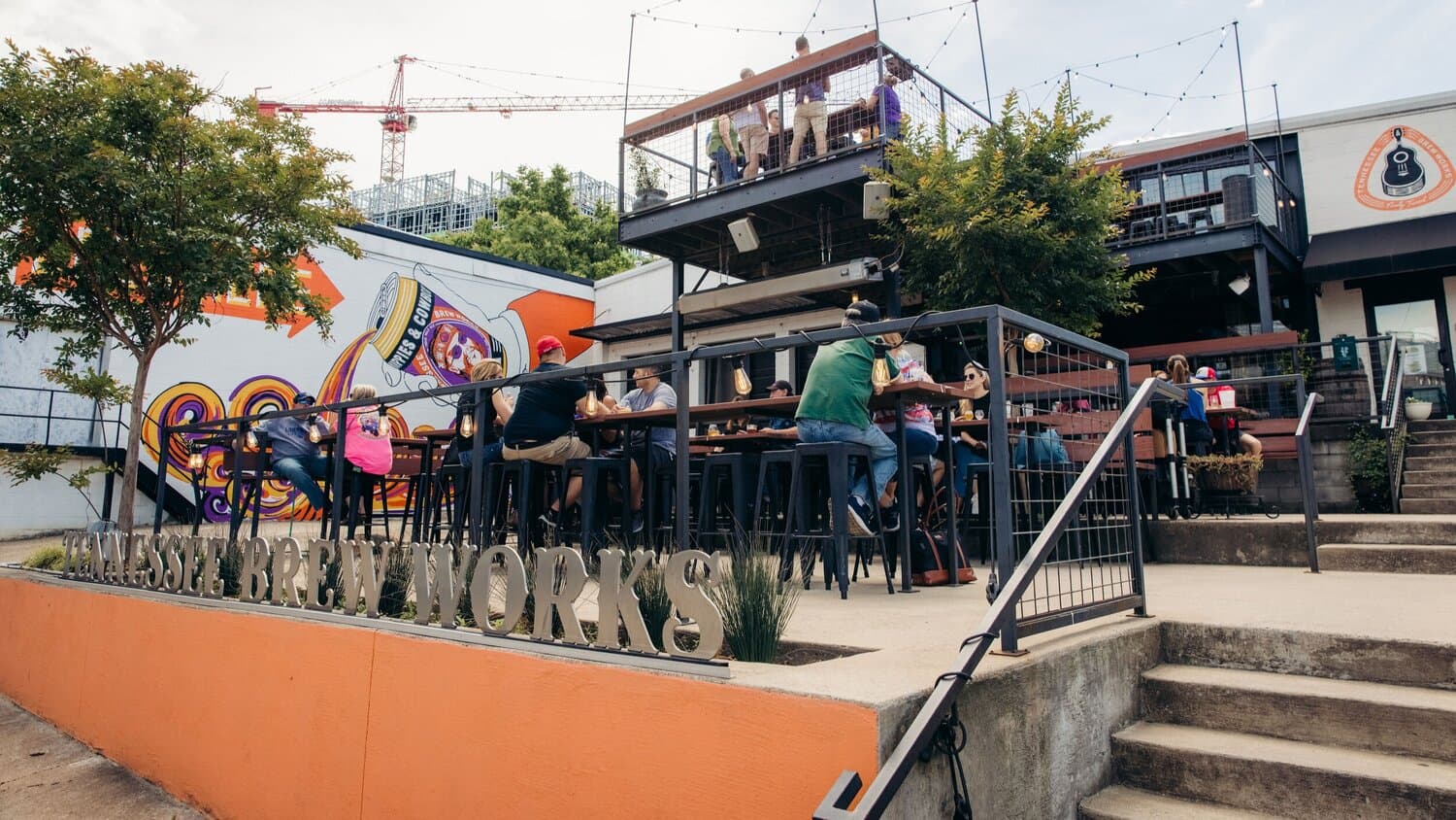 People sitting outside TN Brew Works