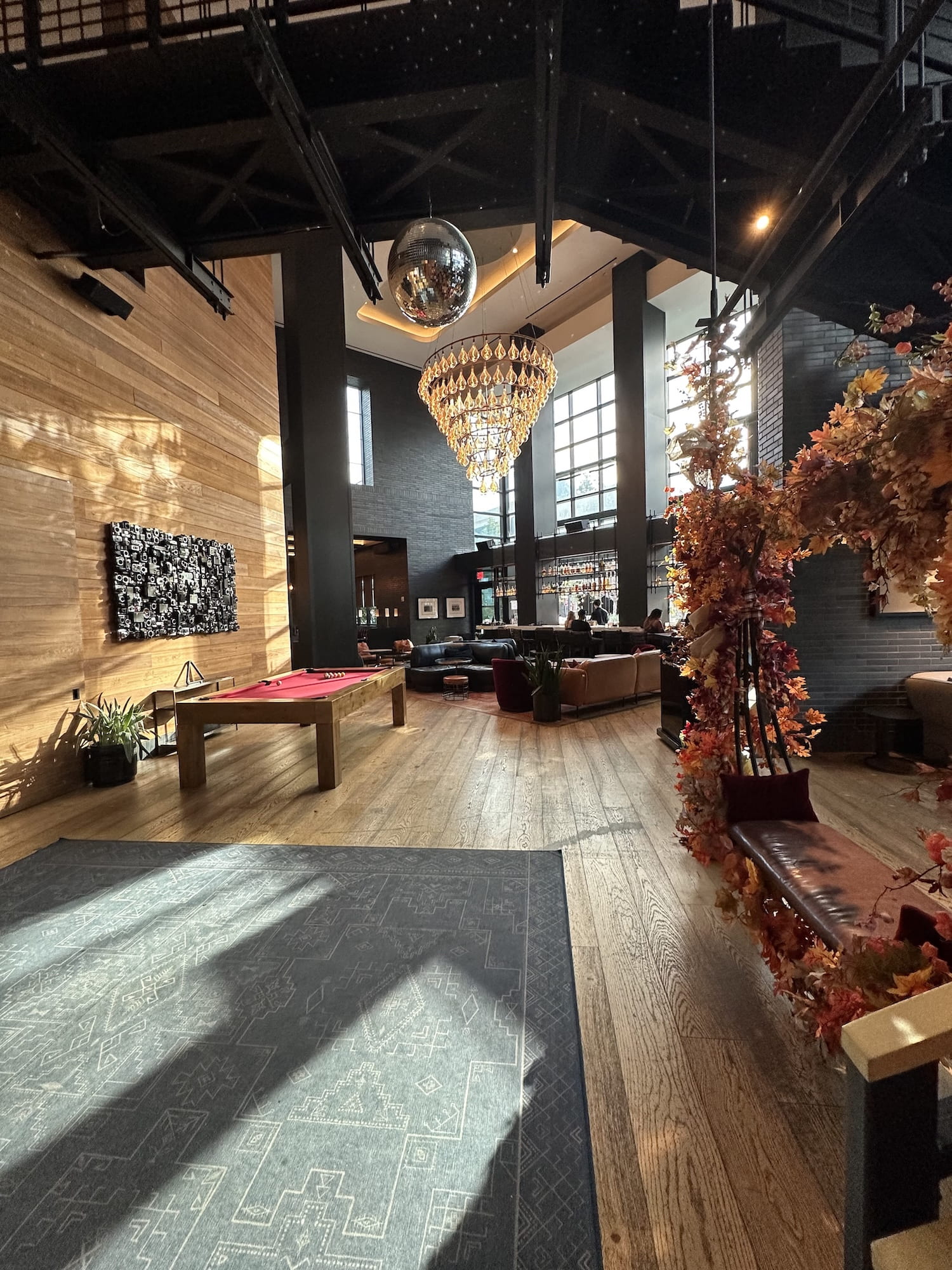 Virgin Hotel pool table and bar